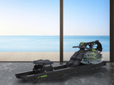 FPZ Fluid Power UBE rowing machine with water resistance, ideal for full-body cardio and rehab workouts by the ocean view.