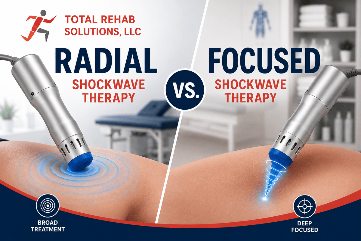 Radial vs. Focused Shockwave Therapy: What's the Difference? - Total Rehab Solutions