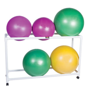 Inflatable Exercise Ball - Accessory - PVC Stationary Floor Rack, 62" x 20" x 42", 2 Shelf