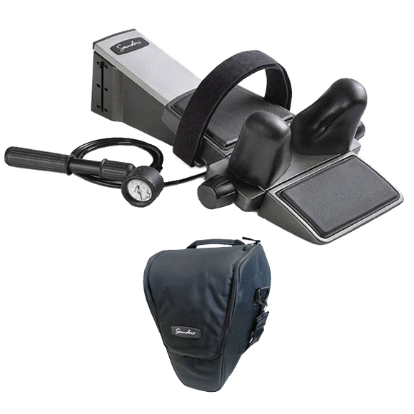 Saunders Cervical HomeTrac traction device with carrying case for safe and effective neck pain relief and spine therapy.